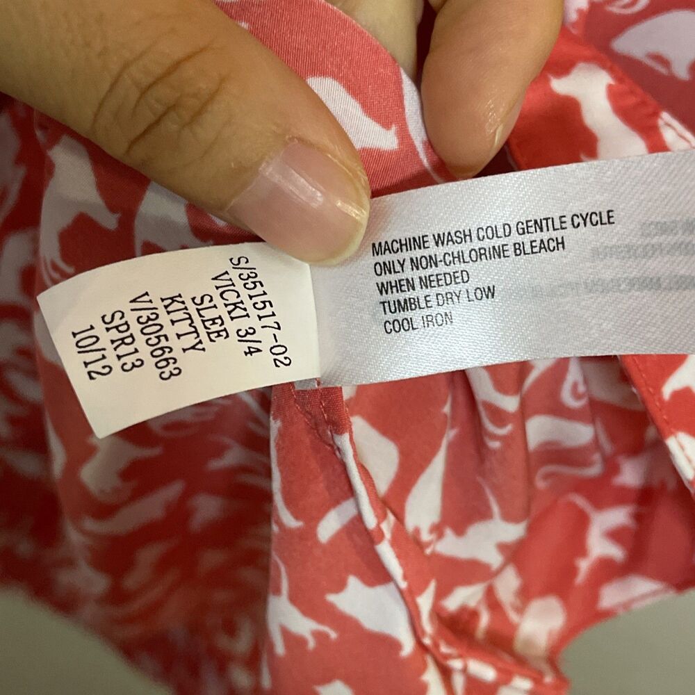 Gap Women’s Coral White Cats Dress Size Small Lightweight Feminine - Picture 7 of 8